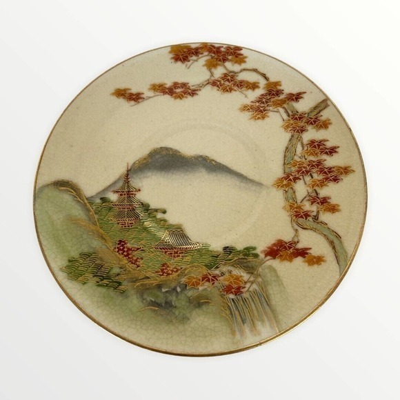 Vintage Koshida Japan 14 Piece Tea Set‎ Autumn Leaves Scene Teapot Cups Saucers - Picture 7 of 12